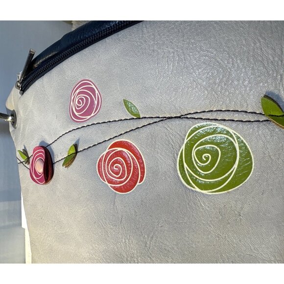 Espe Convertible Crossbody Backpack Purse Vegan Leather Floral Embroidered Zip - Picture 5 of 16